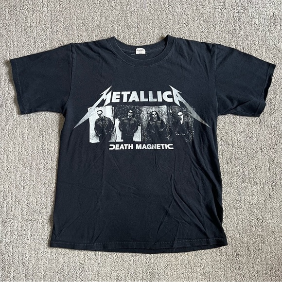 VTG Metallica Death Magnetic World Tour T Shirt Men’s Sz M Black Double Sided - Picture 2 of 10